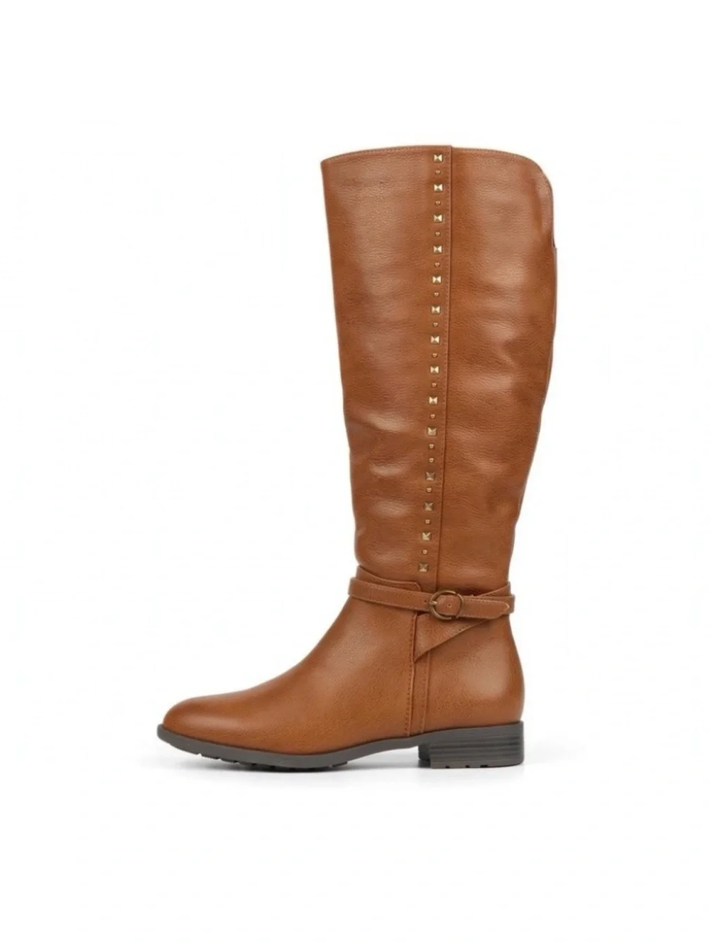 Rialto Wide Calf Cognac Women's Riding Boots with Stud Detail Size 7.5 NIB/NWT